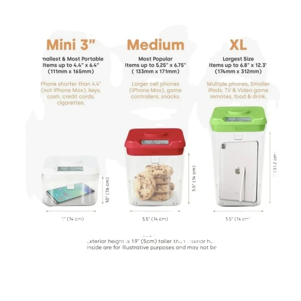 Kitchen Safe Time Locking Container Clear White Square Digital Timer Canister